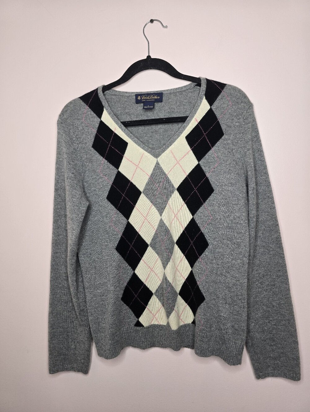 Brooks Brothers 100% Pure Cashmere Argyle Sweater